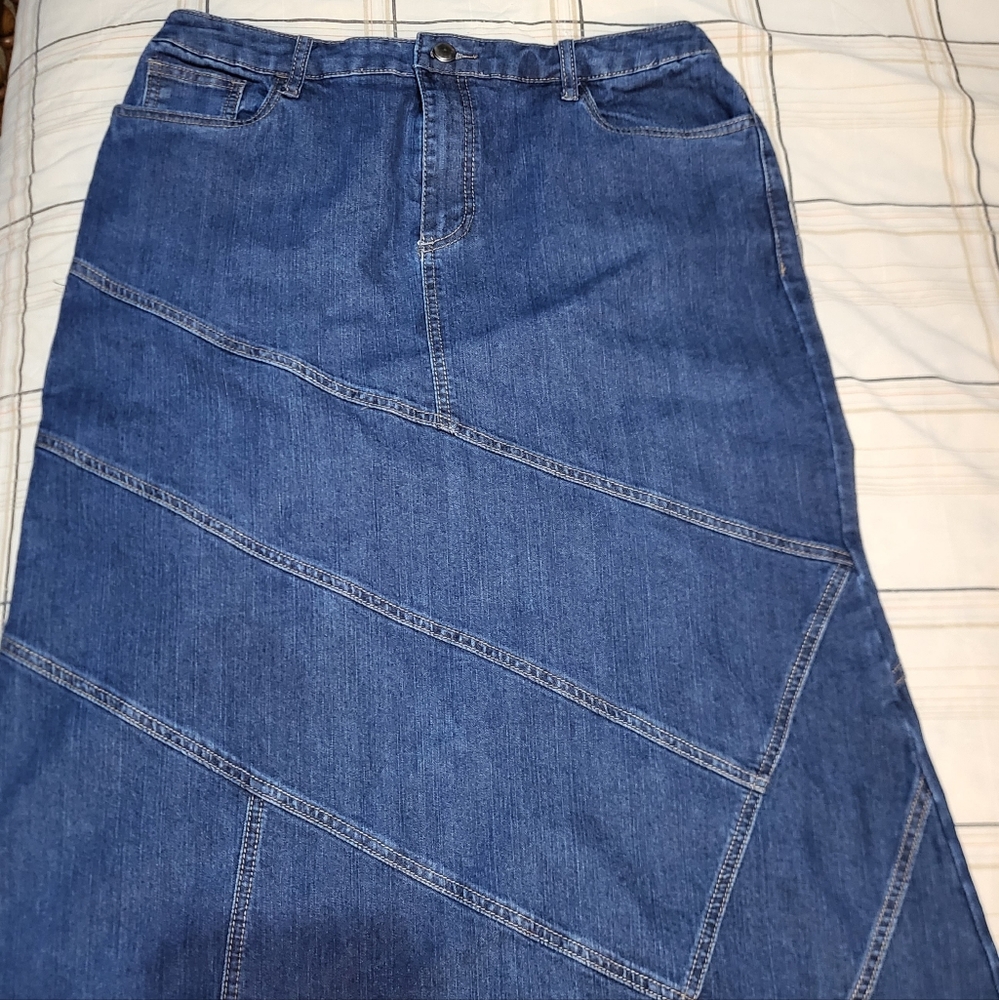 Christopher & Banks blue denim skirt.